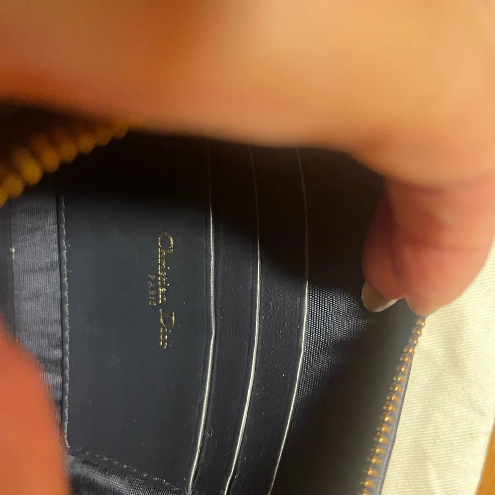 Dior Black Leather Zip Pouch with Gold CD Logo